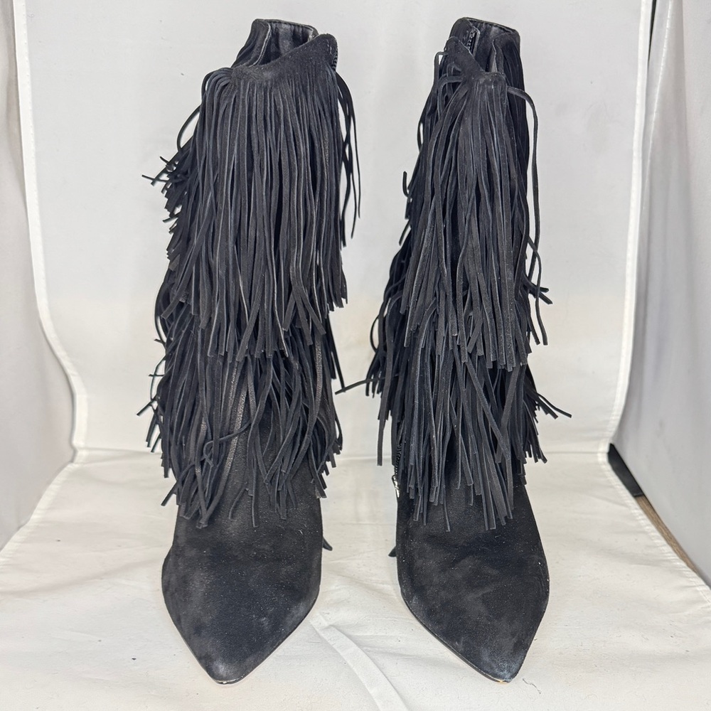 Sam Edelman Black Fringe Heeled Boots